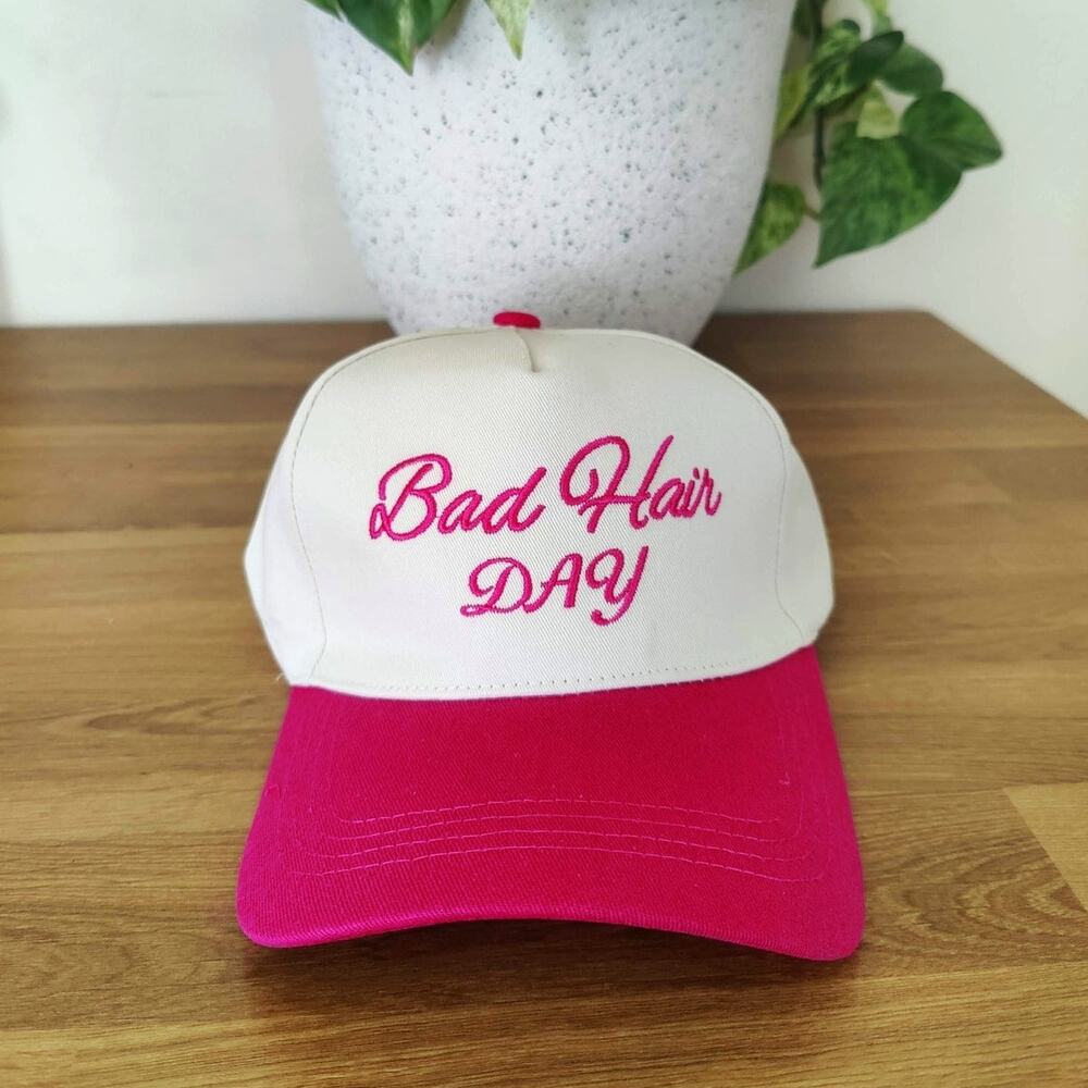 Zenana Bad Hair Day Pink Baseball Cap